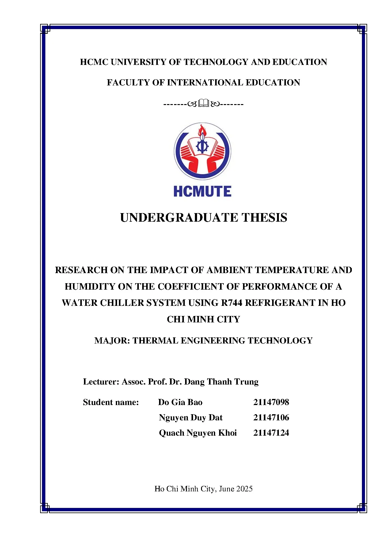 Đồ án tốt nghiệp - Research on the impact of ambient temperature and humidity on TCOPO a WCSURRIHCMC