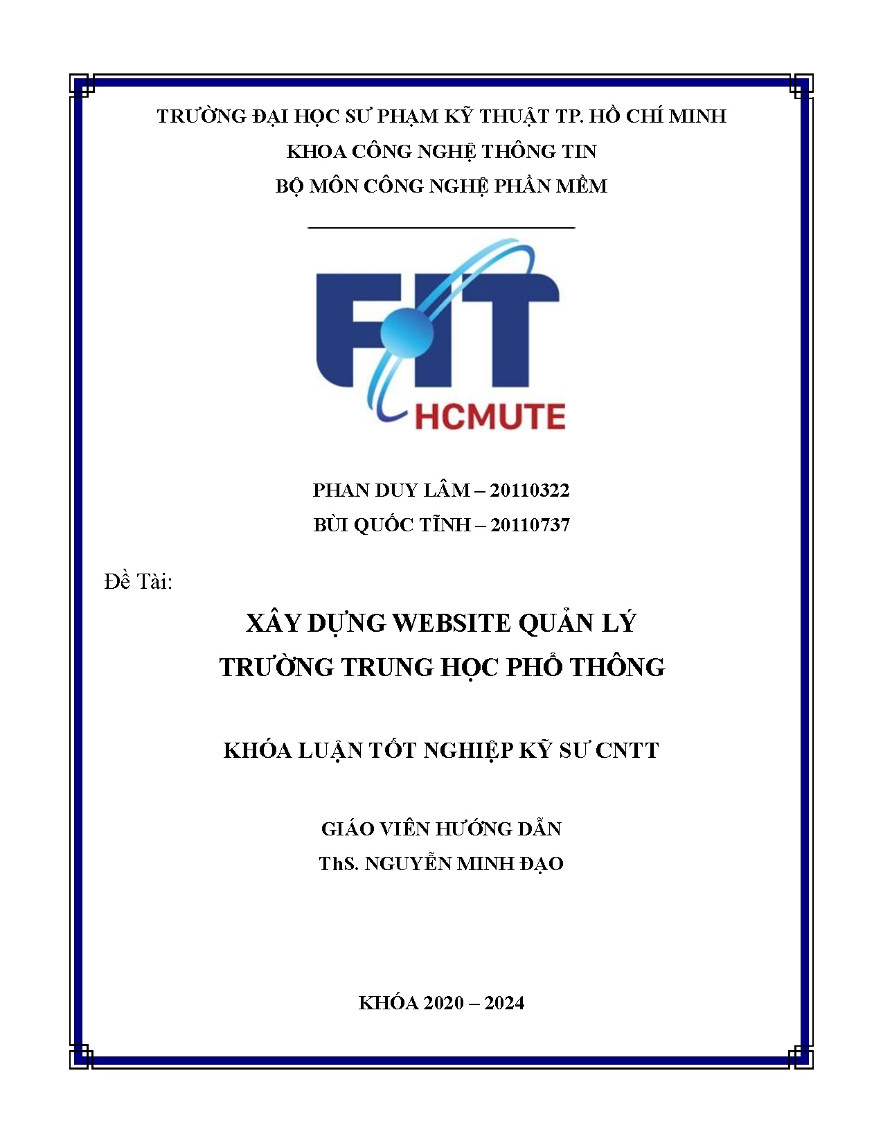 Đồ án tốt nghiệp - Xây dựng website quản lý trường học trung học phổ thông