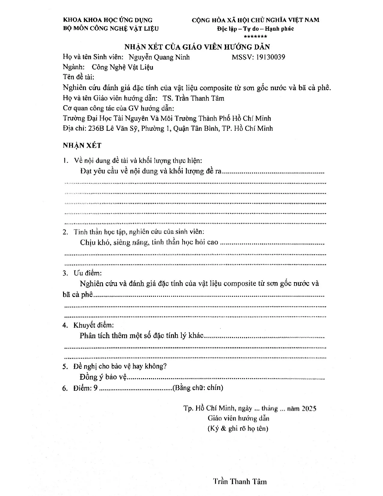 Đồ án tốt nghiệp - Nghiên cứu đánh giá đặc tính của vật liệu composite từ sơn gốc nước và bã cà phê - Trang 3
