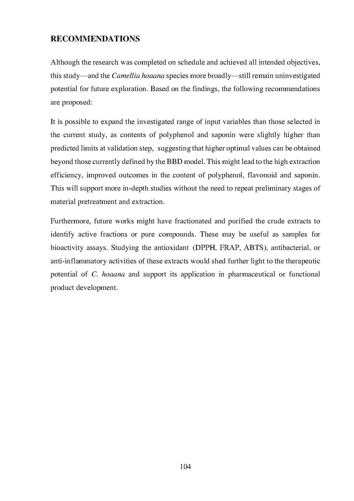 Đồ án tốt nghiệp - Optimization Of Extraction Conditions For Yield, TFC ( TPC ( ATSC ( FCHTSURSM - Trang 122