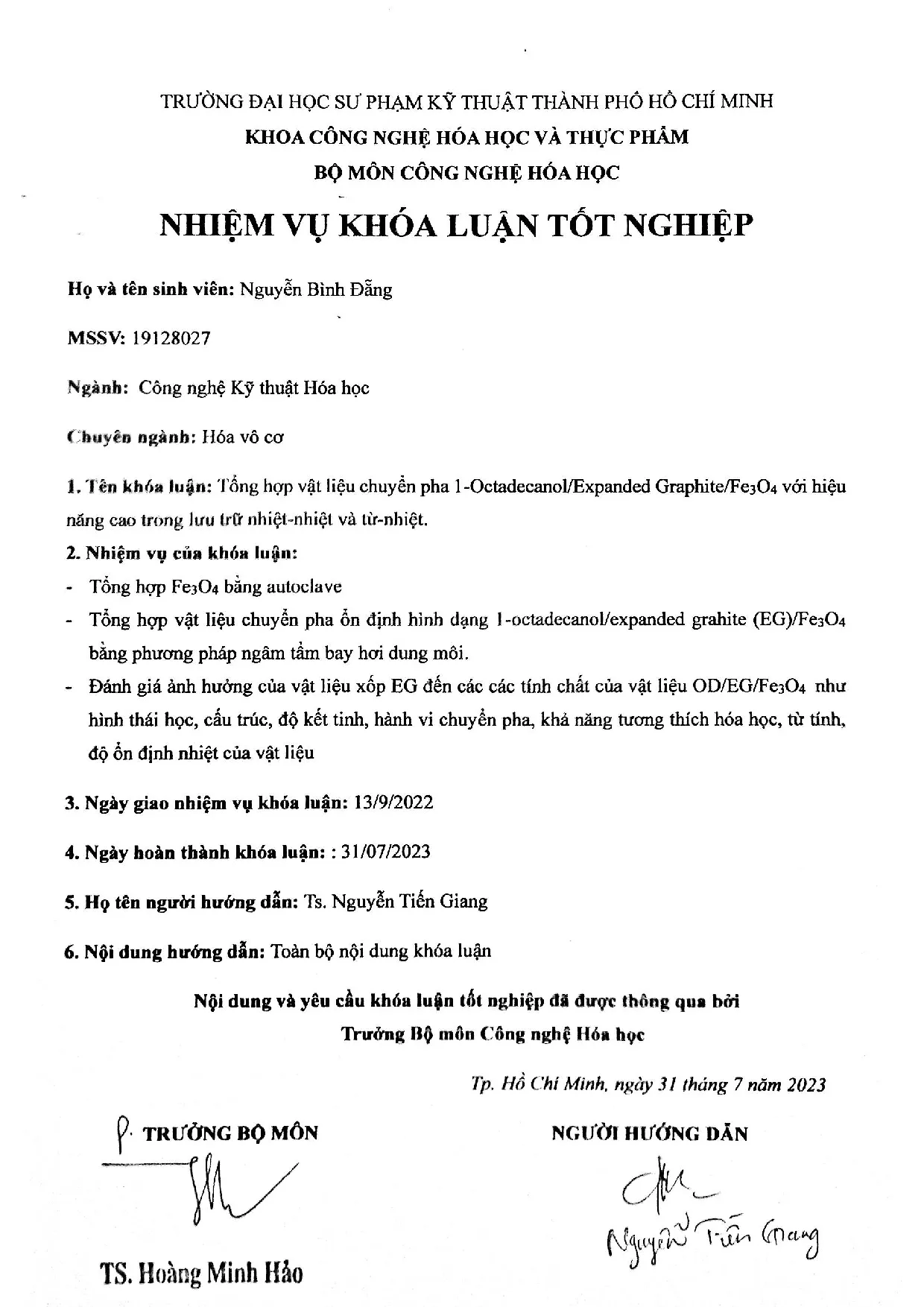 Đồ án tốt nghiệp - Tổng hợp vật liệu chuyển pha 1-Octadecanol/Expanded Graphite/Fe304 với HNCTLTNVT - Trang 2