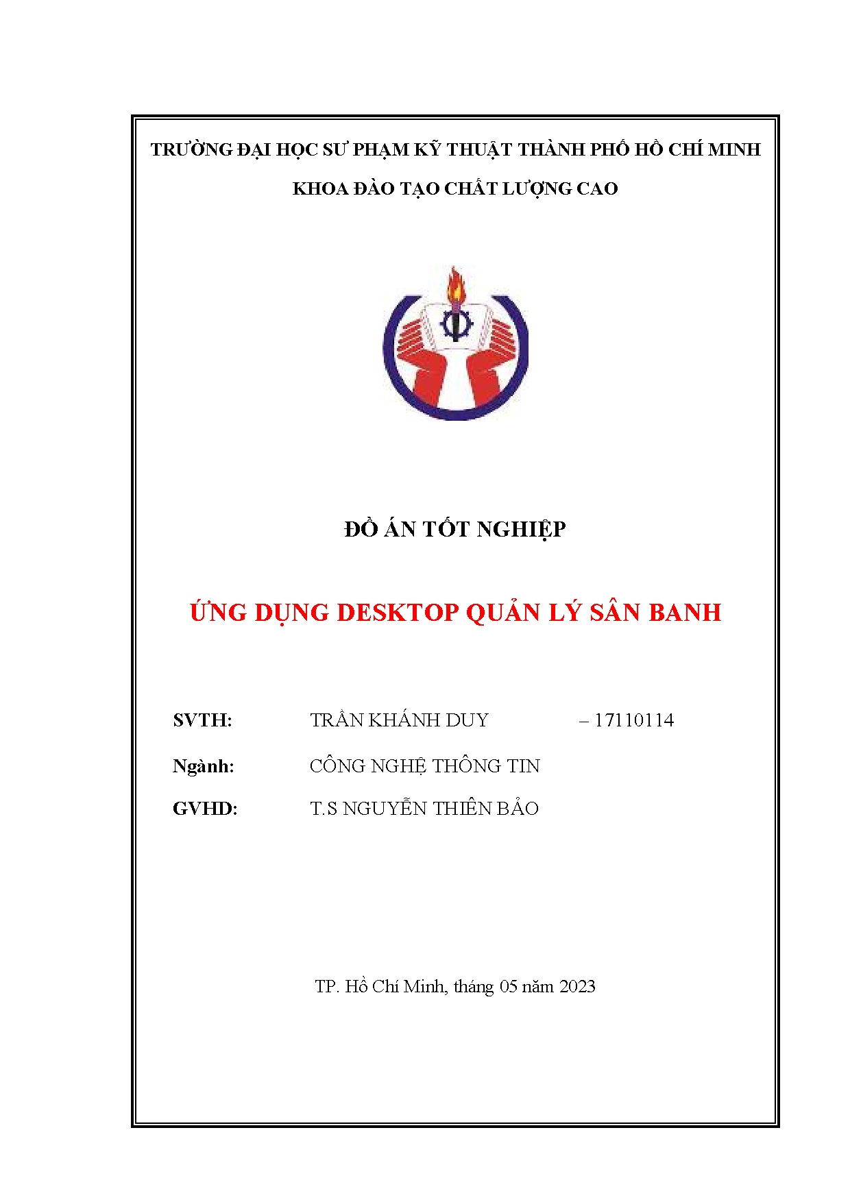 Đồ án tốt nghiệp - Ứng dụng Desktop quản lý sân banh