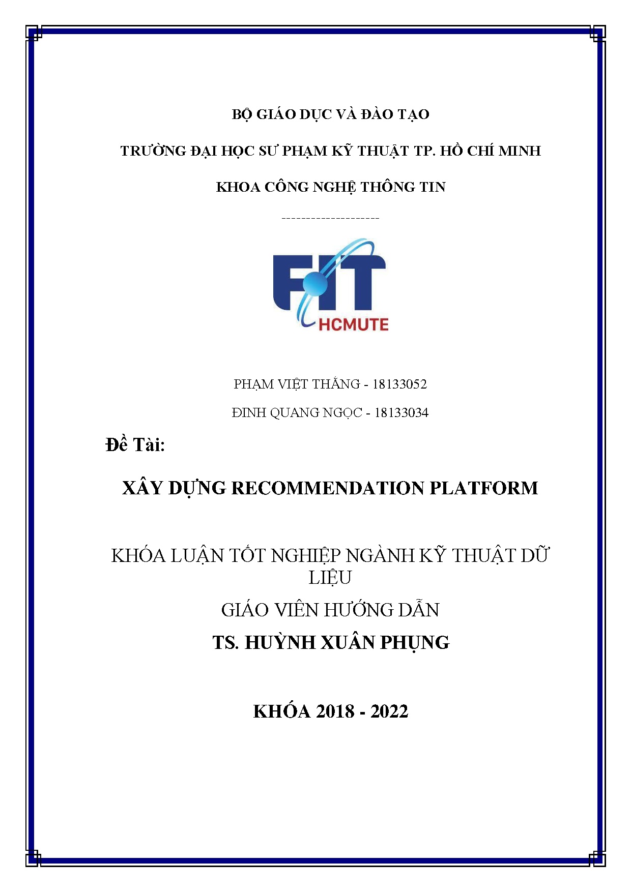 Đồ án tốt nghiệp - Xây dựng Recommendation platform