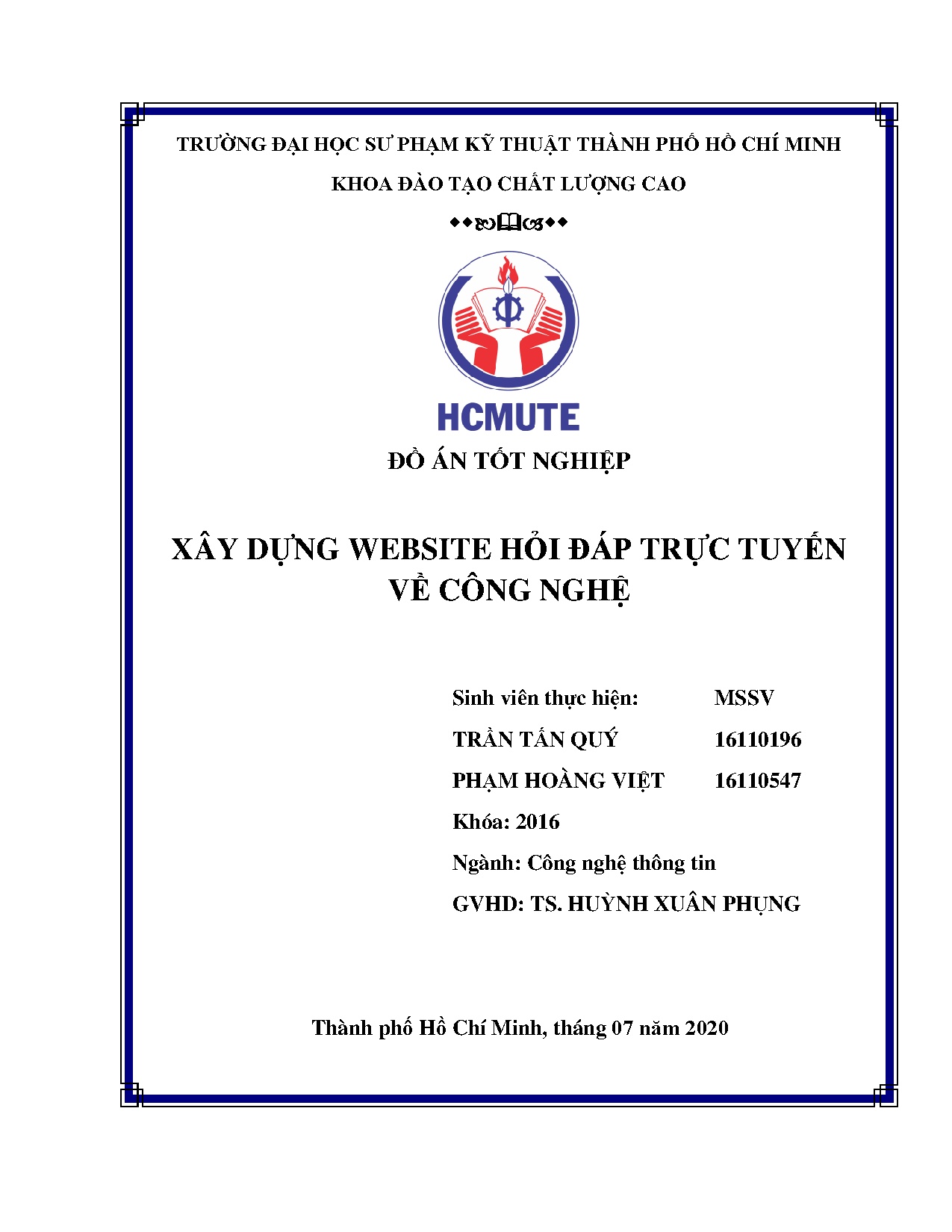 Đồ án tốt nghiệp - Xây dựng website hỏi đáp trực tuyến về công nghệ