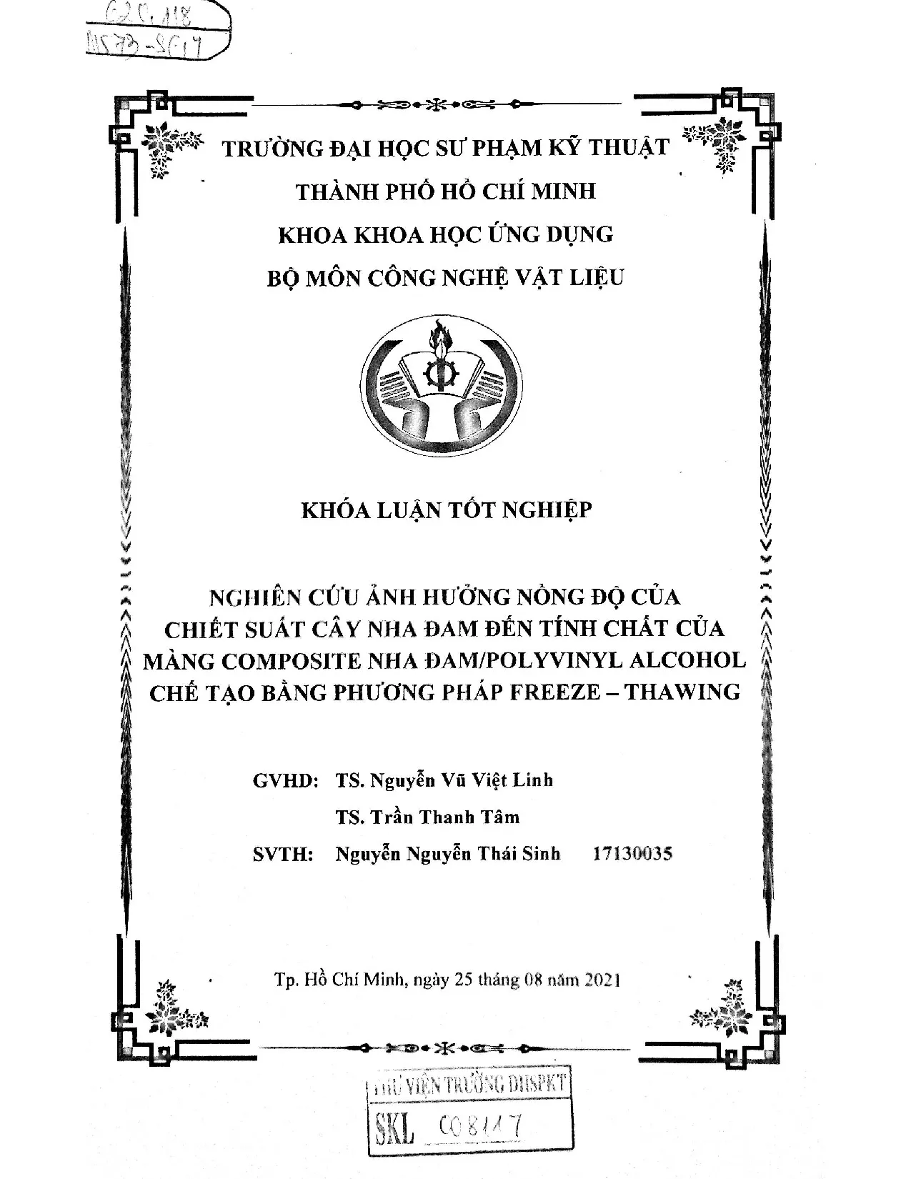 Đồ án tốt nghiệp - Nghiên cứu ảnh hưởng nồng độ của chiết suất cây nha đam đến tính CCMCNĐACTBPPF