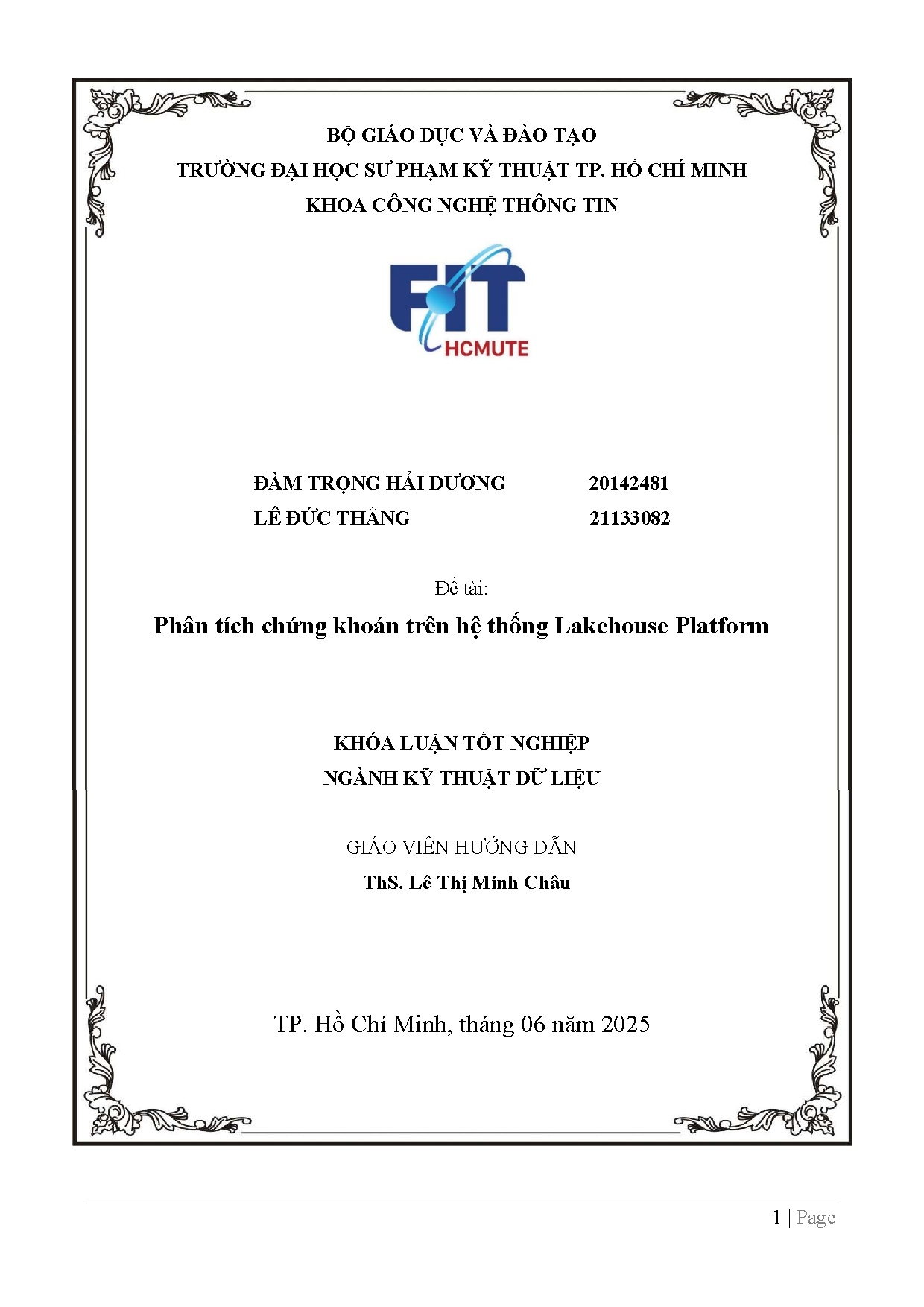 Đồ án tốt nghiệp - Phân tích chứng khoán trên hệ thống Lakehouse Platform