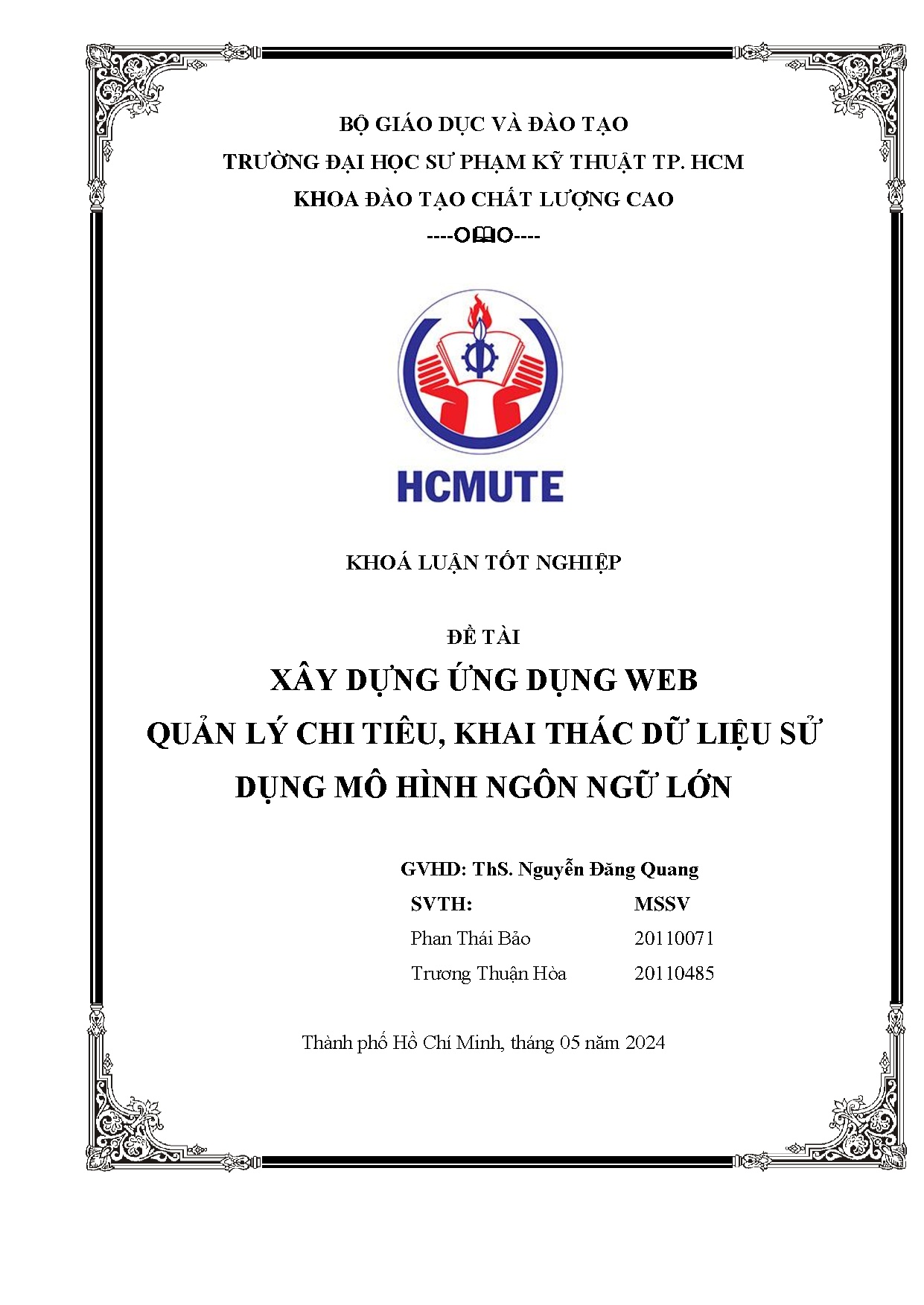 Đồ án tốt nghiệp - Xây dựng ứng dụng web quản lý chi tiêu, KTDL sử dụng mô hình ngôn ngữ lớn