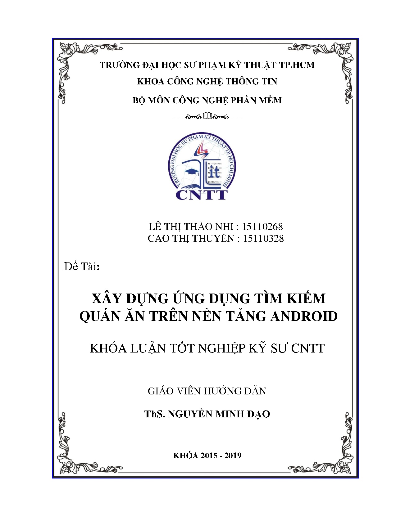 Đồ án tốt nghiệp - Xây dựng ứng dụng tìm kiếm quán ăn trên nền tảng Android