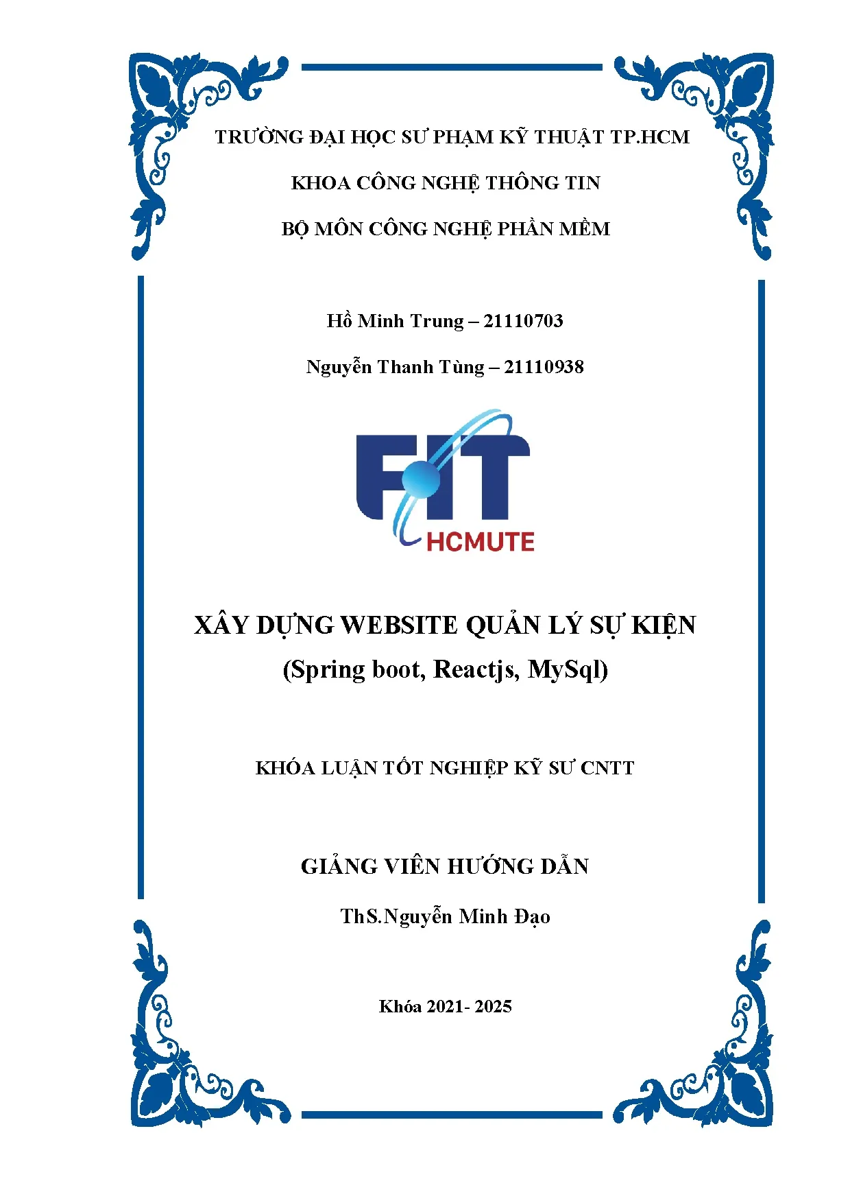 Đồ án tốt nghiệp - Xây dựng Website quản lý sự kiện (Spring Boot, ReactJS, MYSQL) - Trang 2