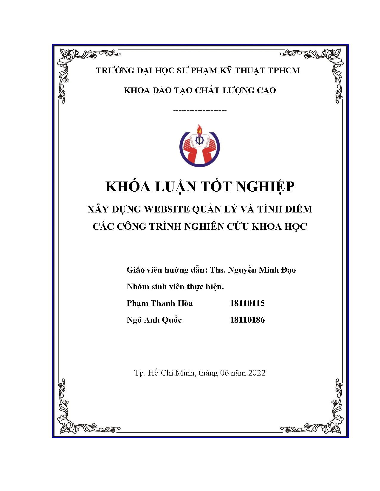 Đồ án tốt nghiệp - Xây dựng Website quản lý và tính điểm các công trình nghiên cứu khoa học