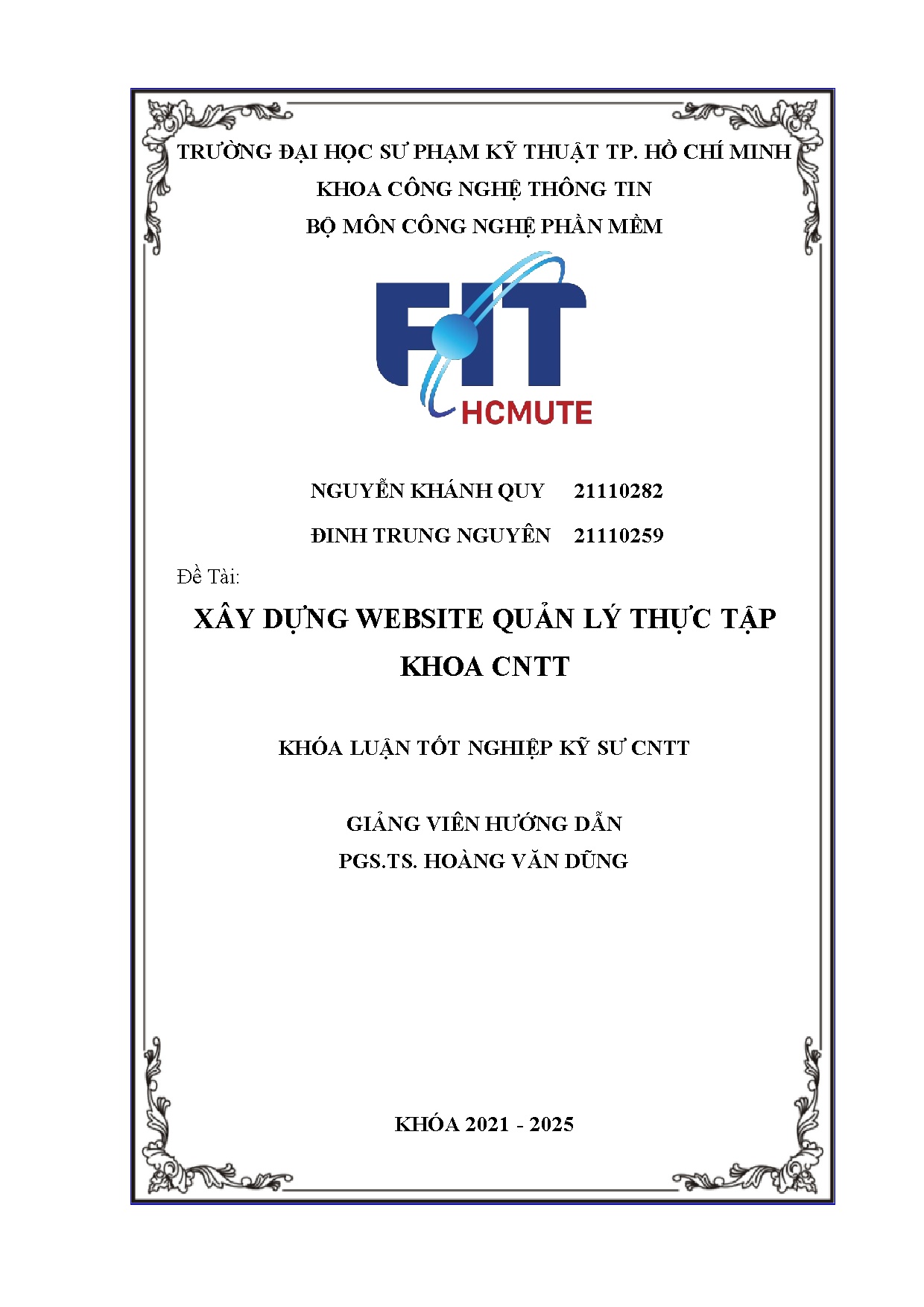 Đồ án tốt nghiệp - Xây dựng website quản lý thực tập khoa CNTT