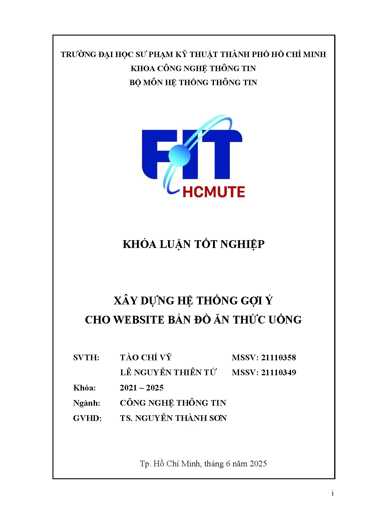 Đồ án tốt nghiệp - Xây dựng hệ thống gợi ý cho website bán đồ ăn thức uống - Trang 2