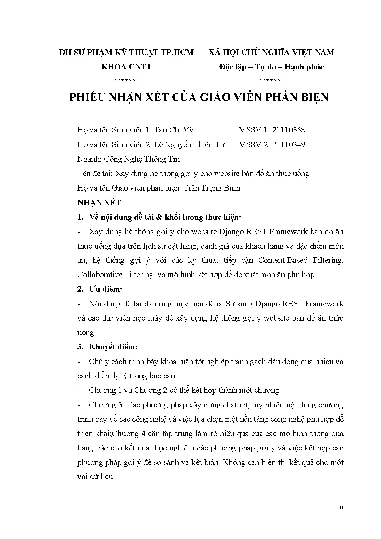 Đồ án tốt nghiệp - Xây dựng hệ thống gợi ý cho website bán đồ ăn thức uống - Trang 4