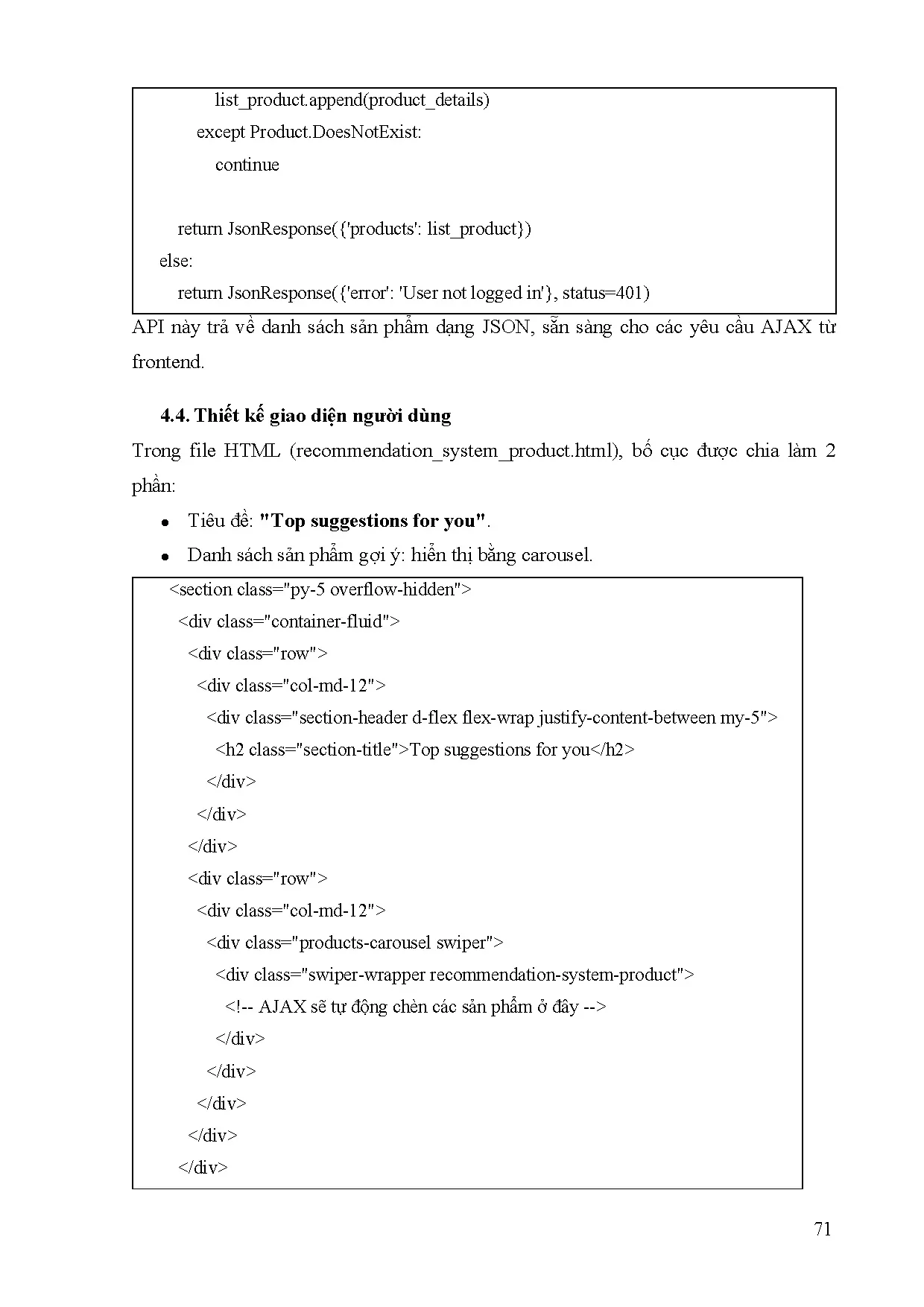 Đồ án tốt nghiệp - Xây dựng hệ thống gợi ý cho website bán đồ ăn thức uống - Trang 91