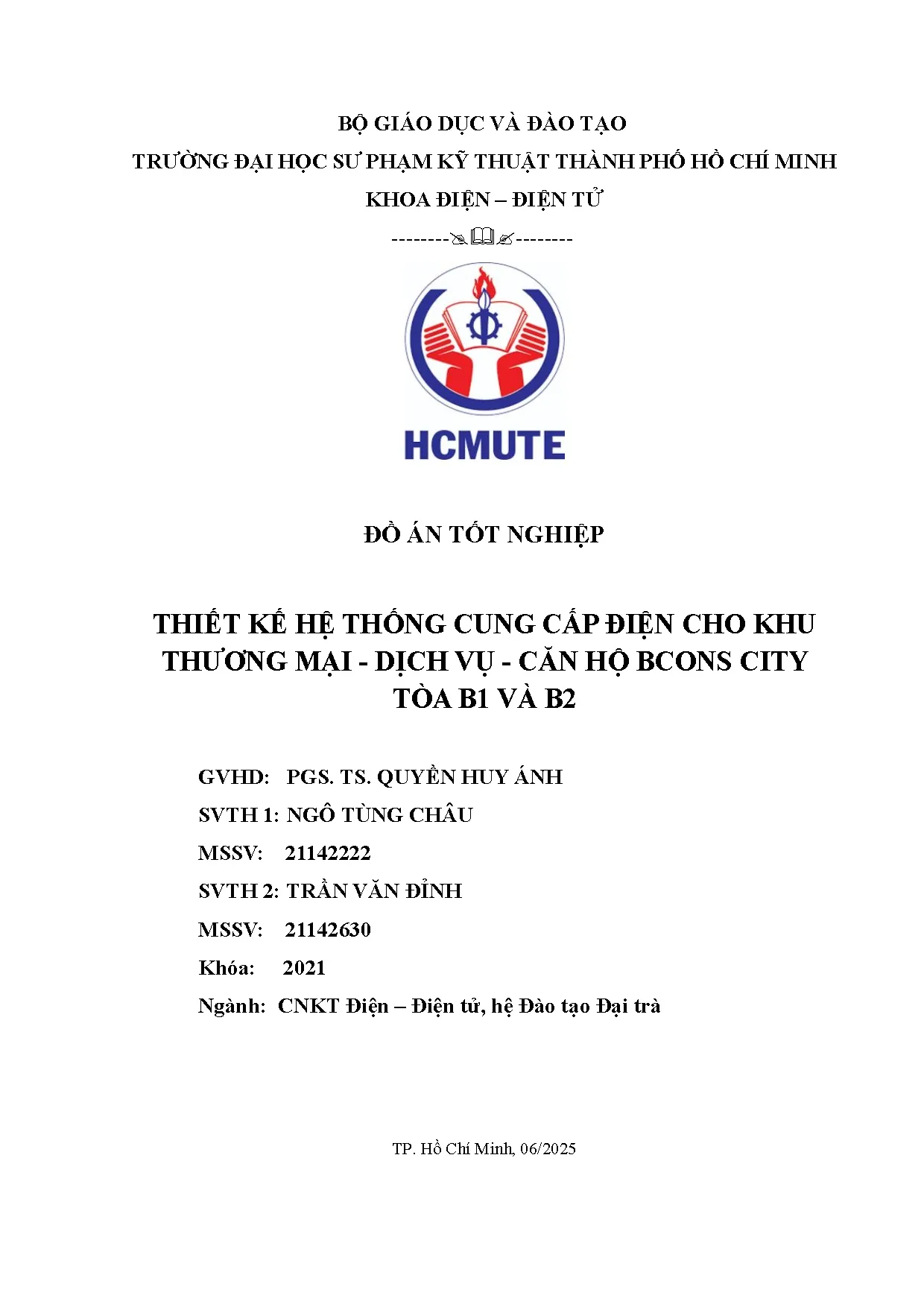 Đồ án tốt nghiệp - Thiết kế hệ thống cung cấp điện cho khu thương mại - Dịch vụ - Căn hộ BCONS CTBVB - Trang 3