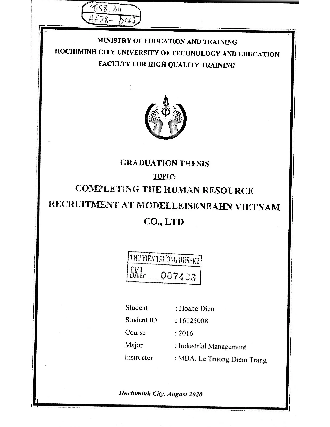 Đồ án tốt nghiệp - Completing the human resource recruitment at Modelleisenbahn VietNam