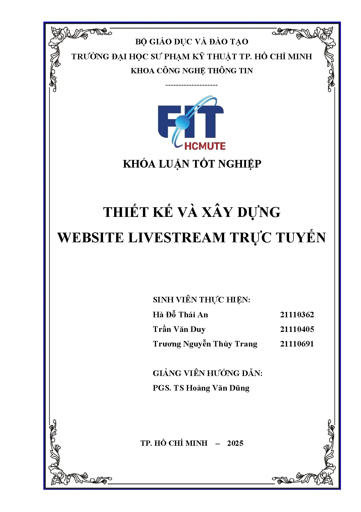 Đồ án tốt nghiệp - Thiết kế và xây dựng website livestream trực tuyến