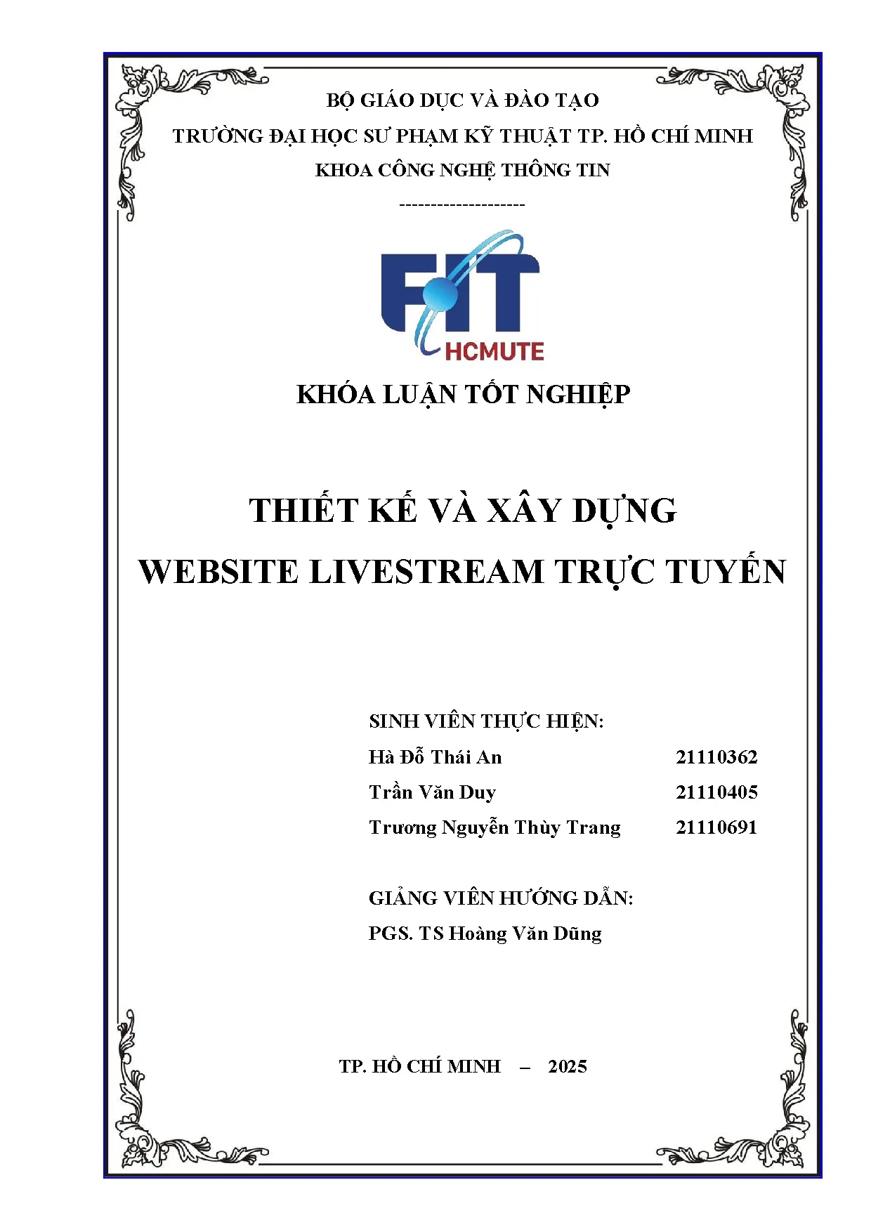 Đồ án tốt nghiệp - Thiết kế và xây dựng website livestream trực tuyến - Trang 2