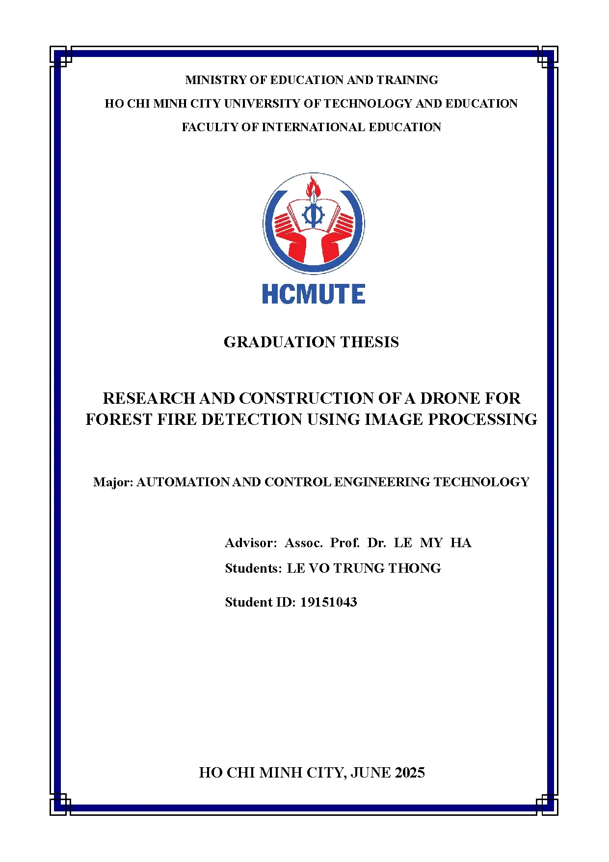 Đồ án tốt nghiệp - Research and construction of a drone for forest fire detection using image P