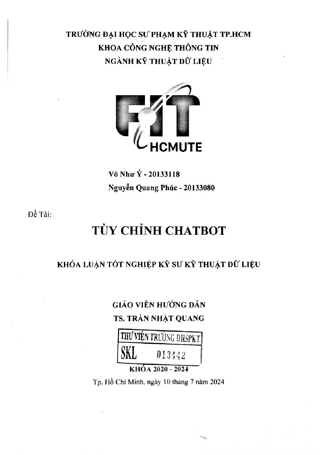 Đồ án tốt nghiệp - Tùy chỉnh chatbot