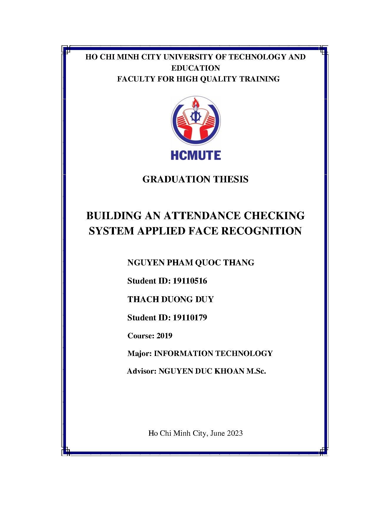 Đồ án tốt nghiệp - Buiding an attendance checking system applied face recognition
