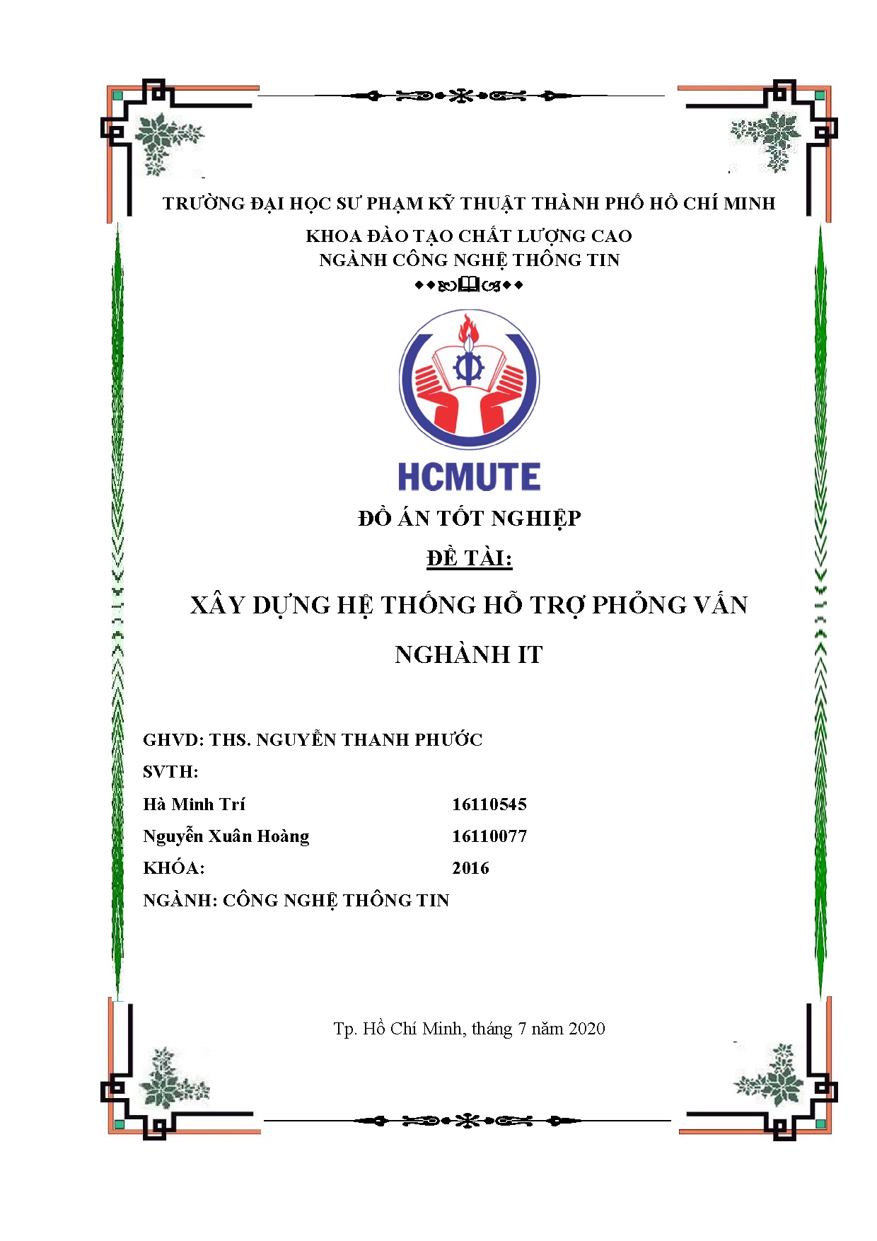 Đồ án tốt nghiệp - Xây dựng hệ thống hỗ trợ phỏng vấn ngành IT