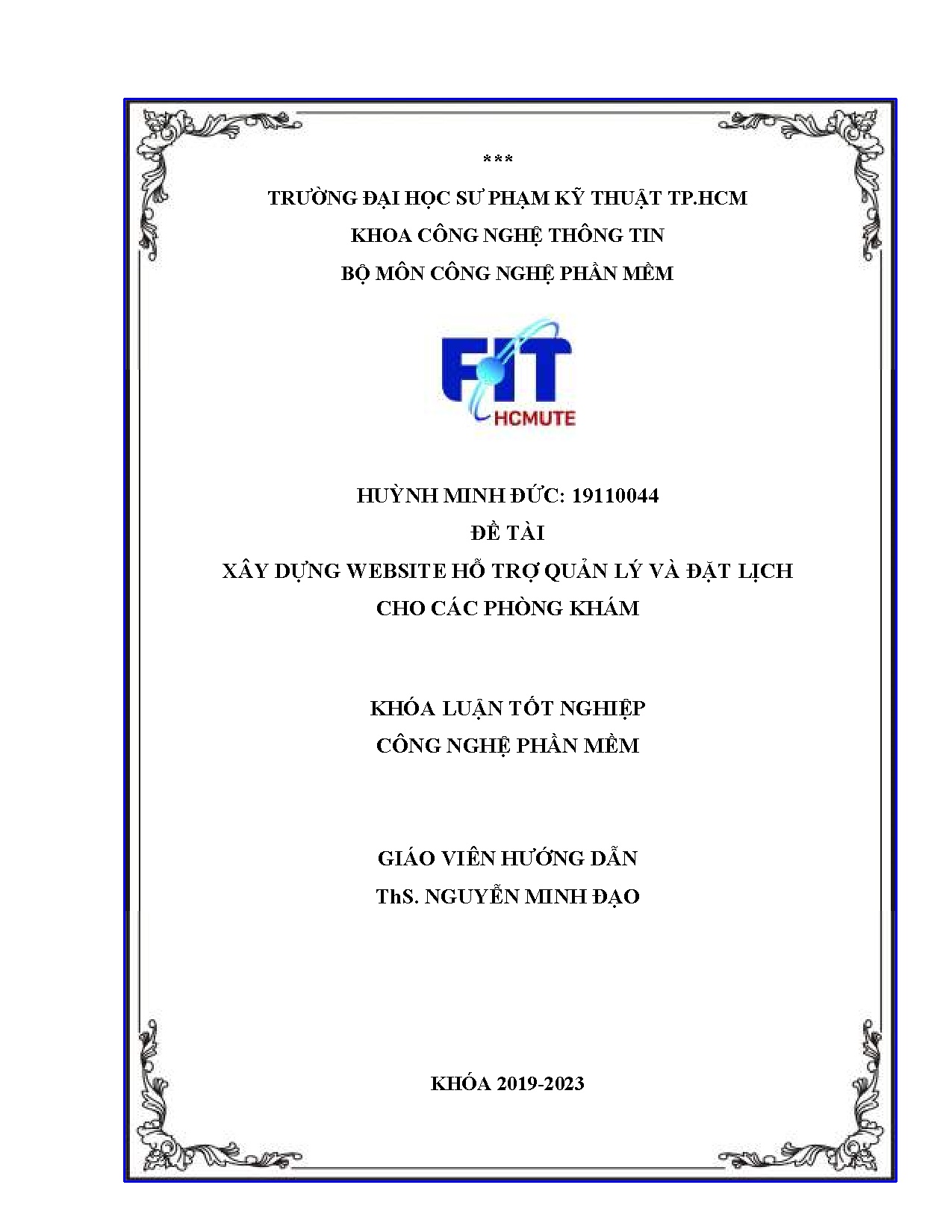 Đồ án tốt nghiệp - Xây dựng Website hỗ trợ quản lý và đặt lịch cho các phòng khám