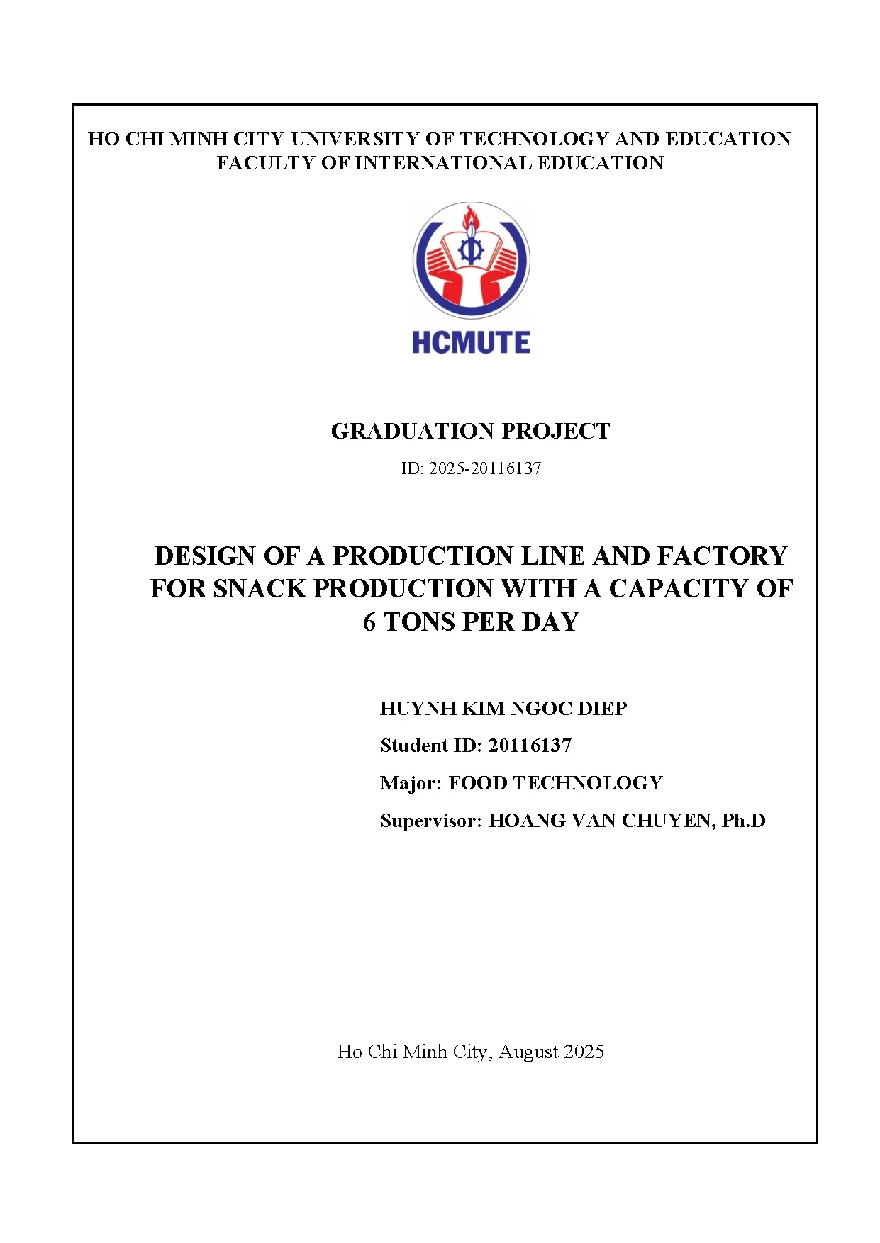 Đồ án tốt nghiệp - Design of production line and factory for snack production with a CO 6 TPD