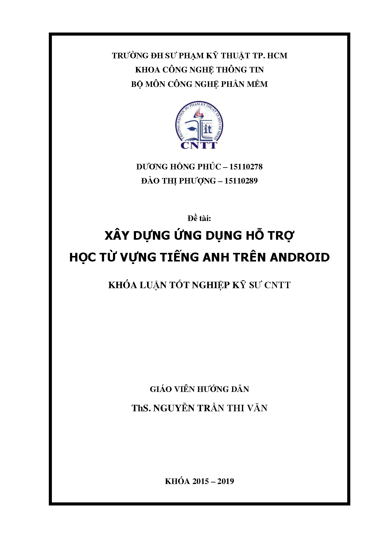 Đồ án tốt nghiệp - Xây dựng ứng dụng hỗ trợ học từ vựng tiếng Anh trên Android