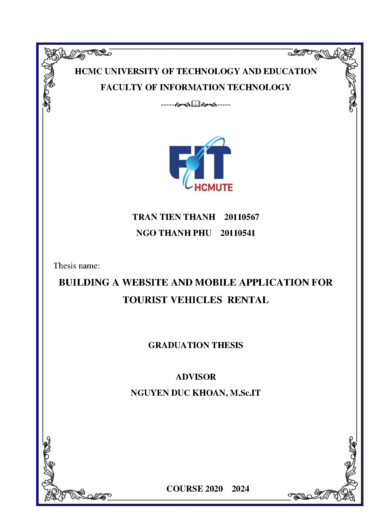 Đồ án tốt nghiệp - Building a website and mobile application for tourist vehicles rental