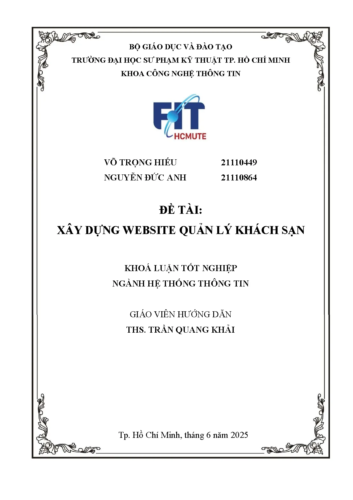 Đồ án tốt nghiệp - Xây dựng Website quản lý khách sạn