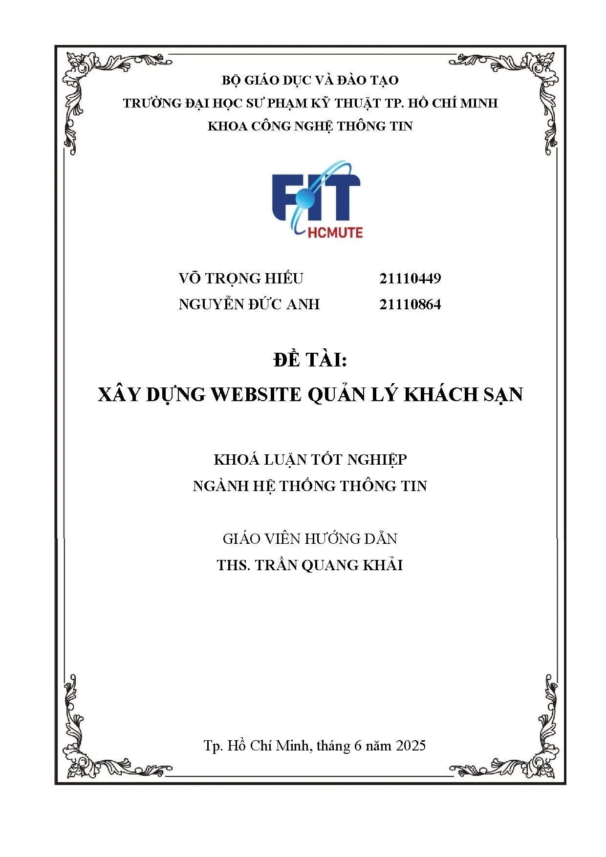 Đồ án tốt nghiệp - Xây dựng Website quản lý khách sạn - Trang 2