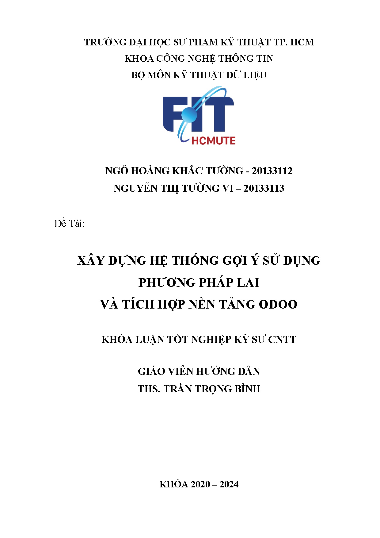Đồ án tốt nghiệp - Xây dựng hệ thống gợi ý sử dụng phương pháp lai và tích hợp nền tảng Odoo