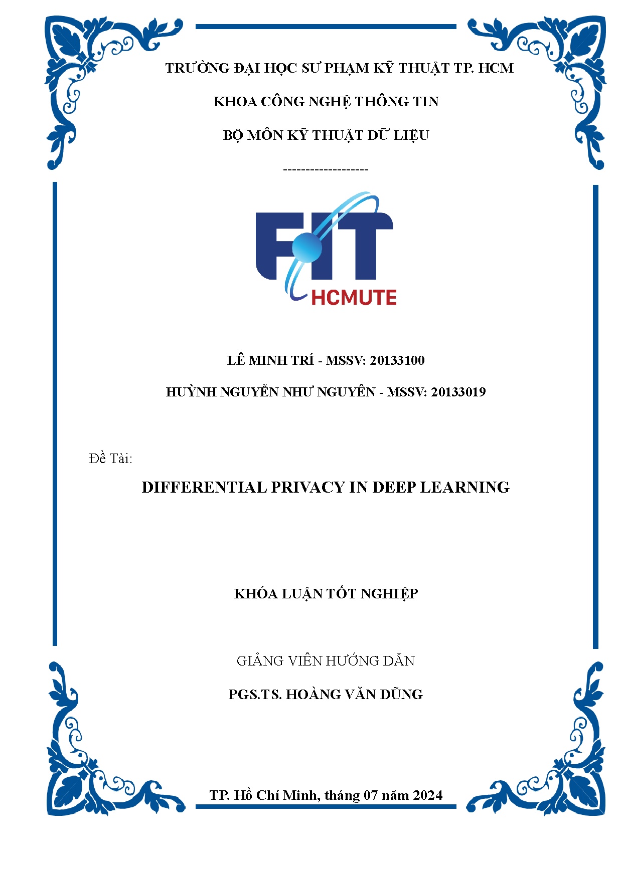 Đồ án tốt nghiệp - Differential privacy in deep learning