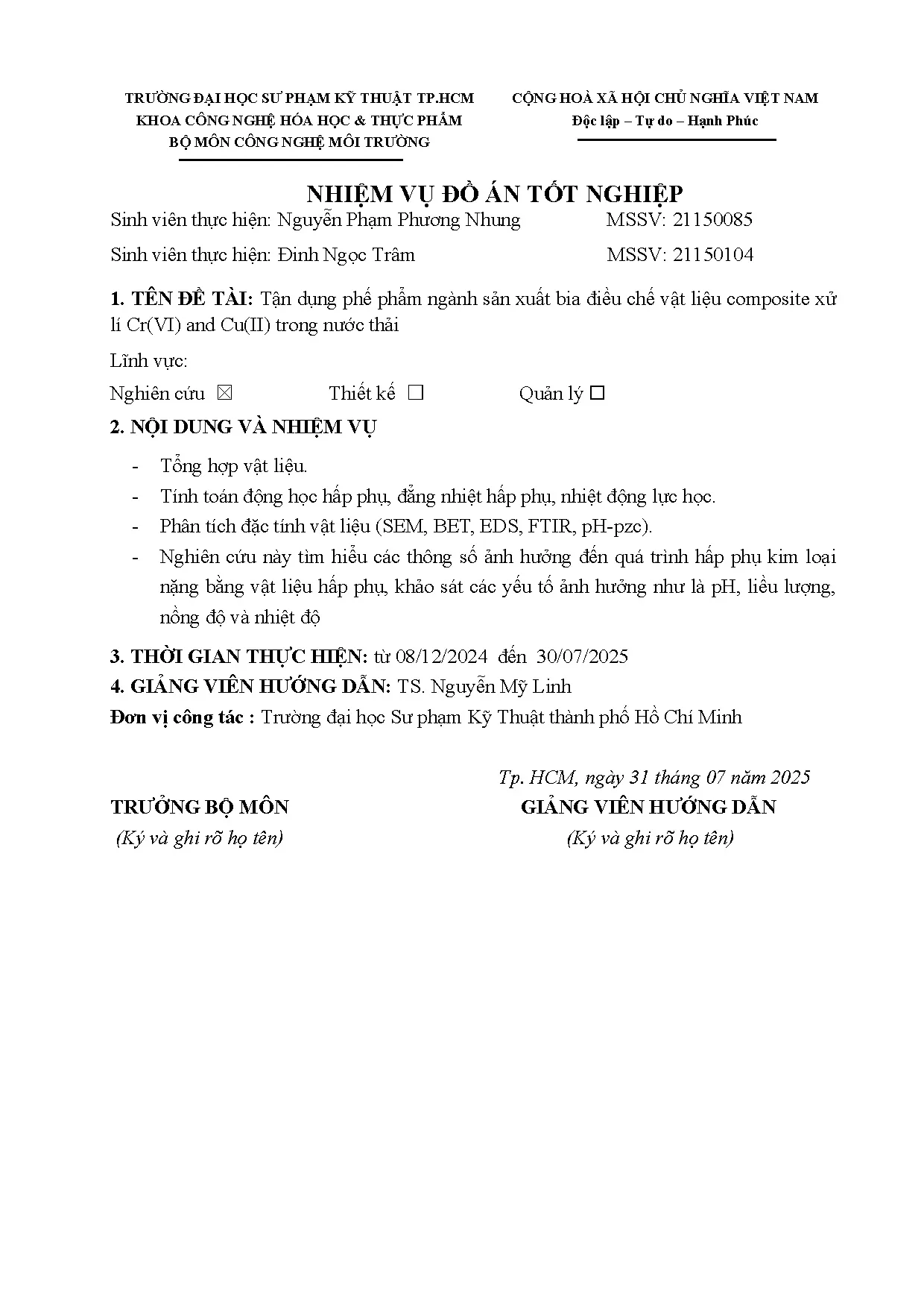 Đồ án tốt nghiệp - Reusing beer production waste to prepare composite materials to remove CACIW - Trang 3