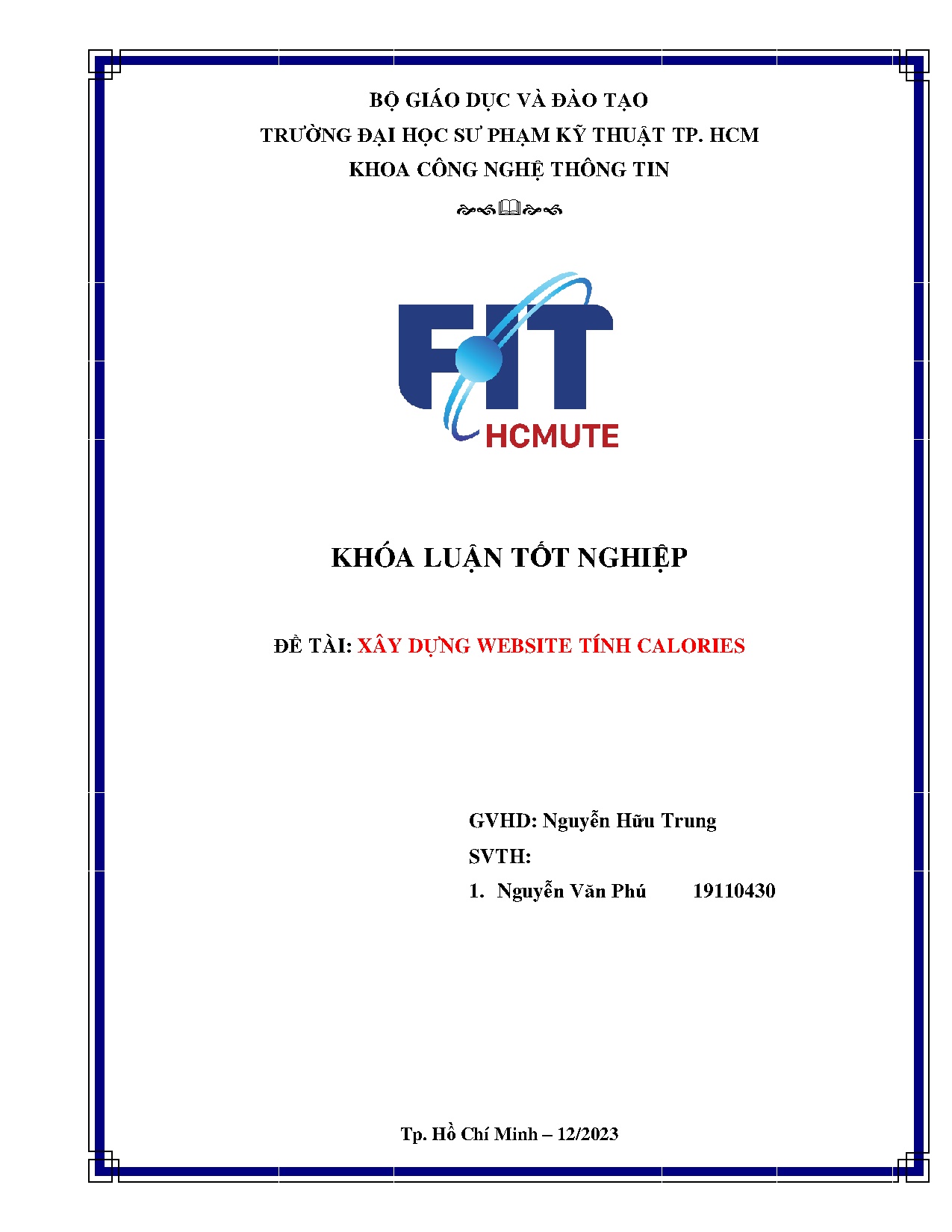 Đồ án tốt nghiệp - Xây dựng website tính calories