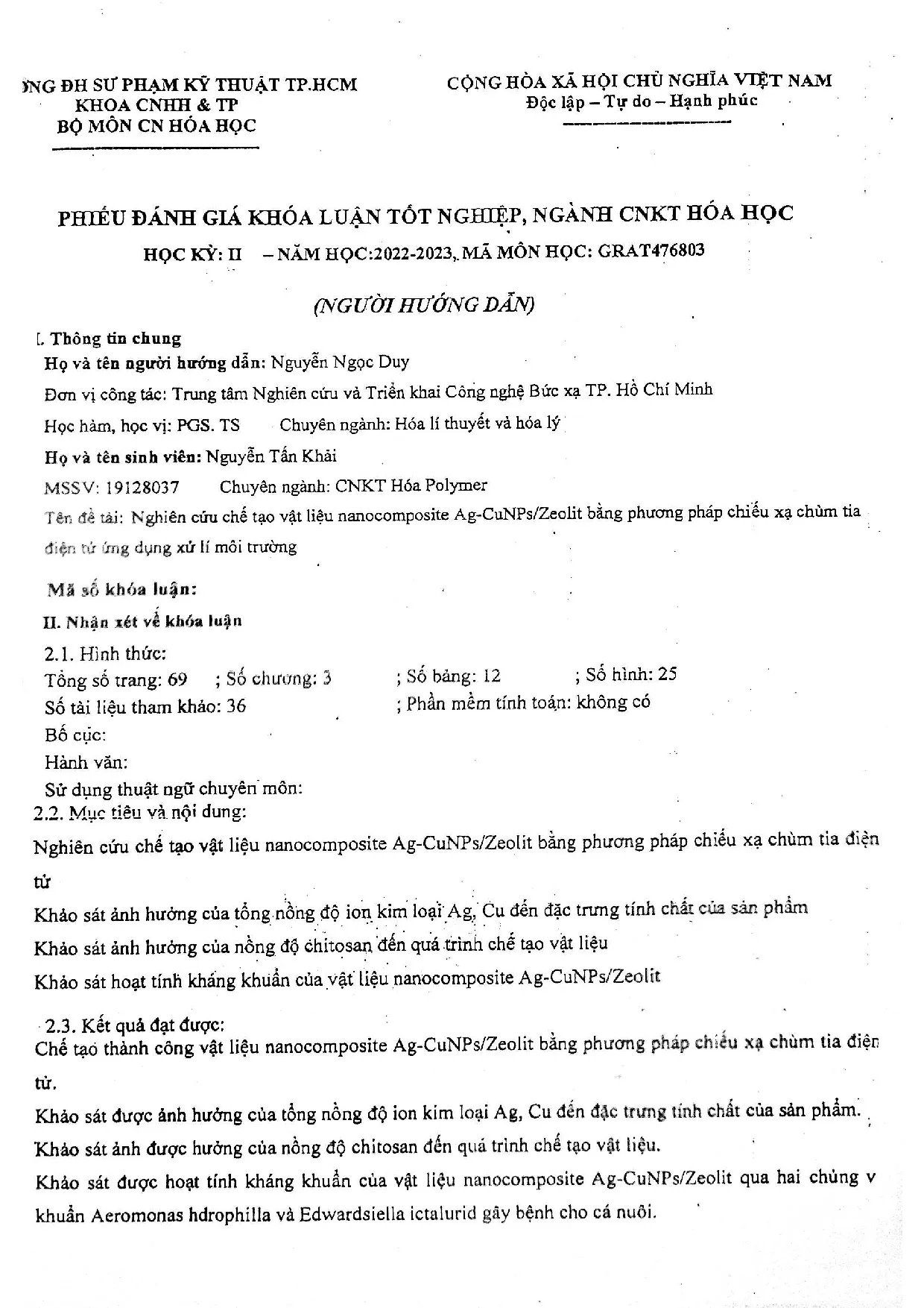Đồ án tốt nghiệp - Nghiện cứu chế tạo vật liệu Nanocomposite Ag-cunps/zeolit bằng PPCXCTĐTỨDXLMT - Trang 2