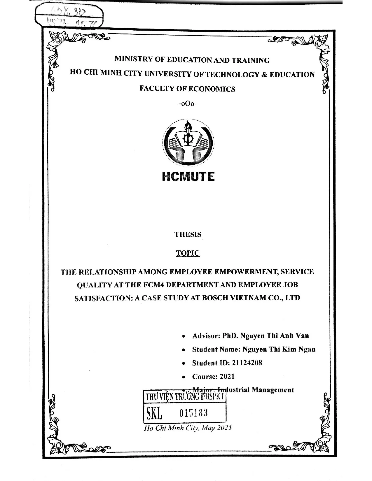 Đồ án tốt nghiệp - The relationship among employee empowerment service quality at THE FDAEJSACSABVCL