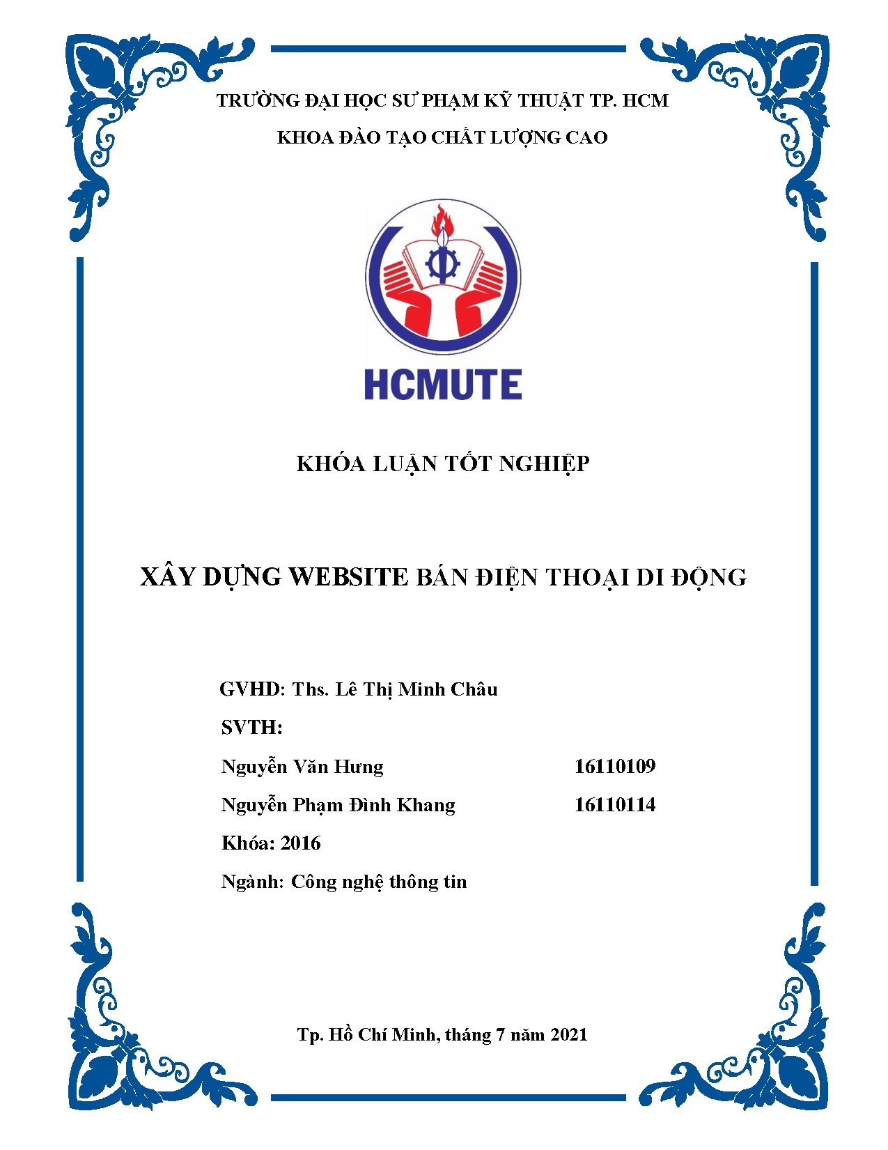 Đồ án tốt nghiệp - Xây dựng website bán điện thoại di động: Đồ án tốt nghiệp Khoa Đào tạo CLCNCNTT