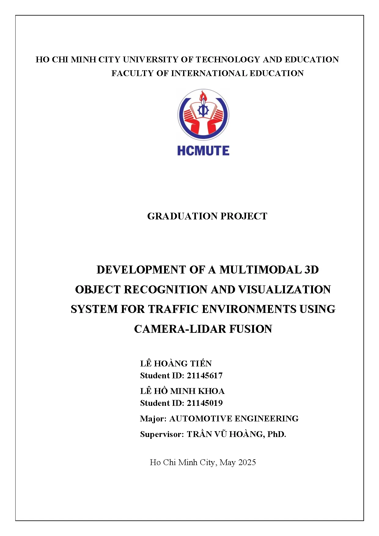 Đồ án tốt nghiệp - Development of a multimodal 3D object recognition and visualization system FTEUCF - Trang 2