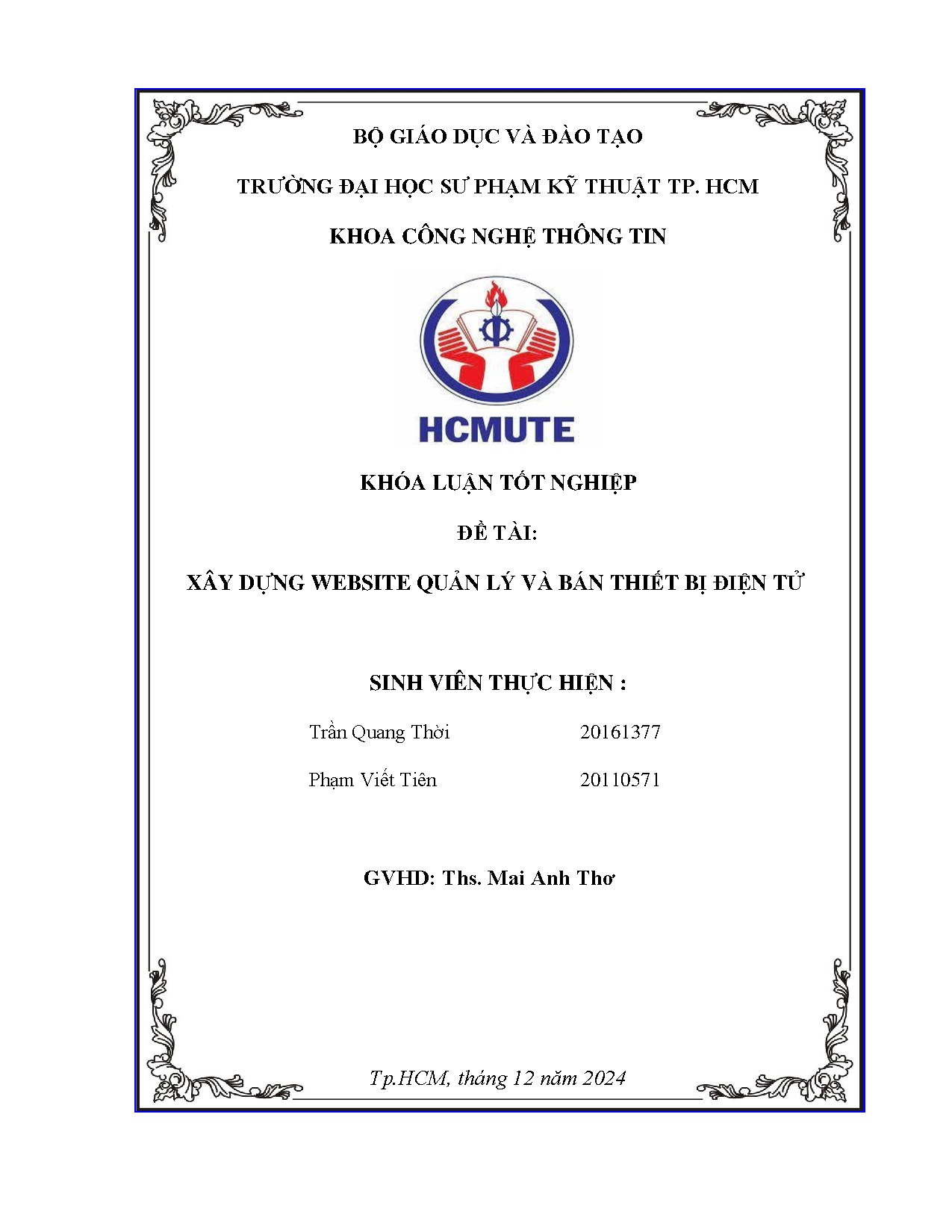 Đồ án tốt nghiệp - Xây dựng website quản lý và bán thiết bị điện tử