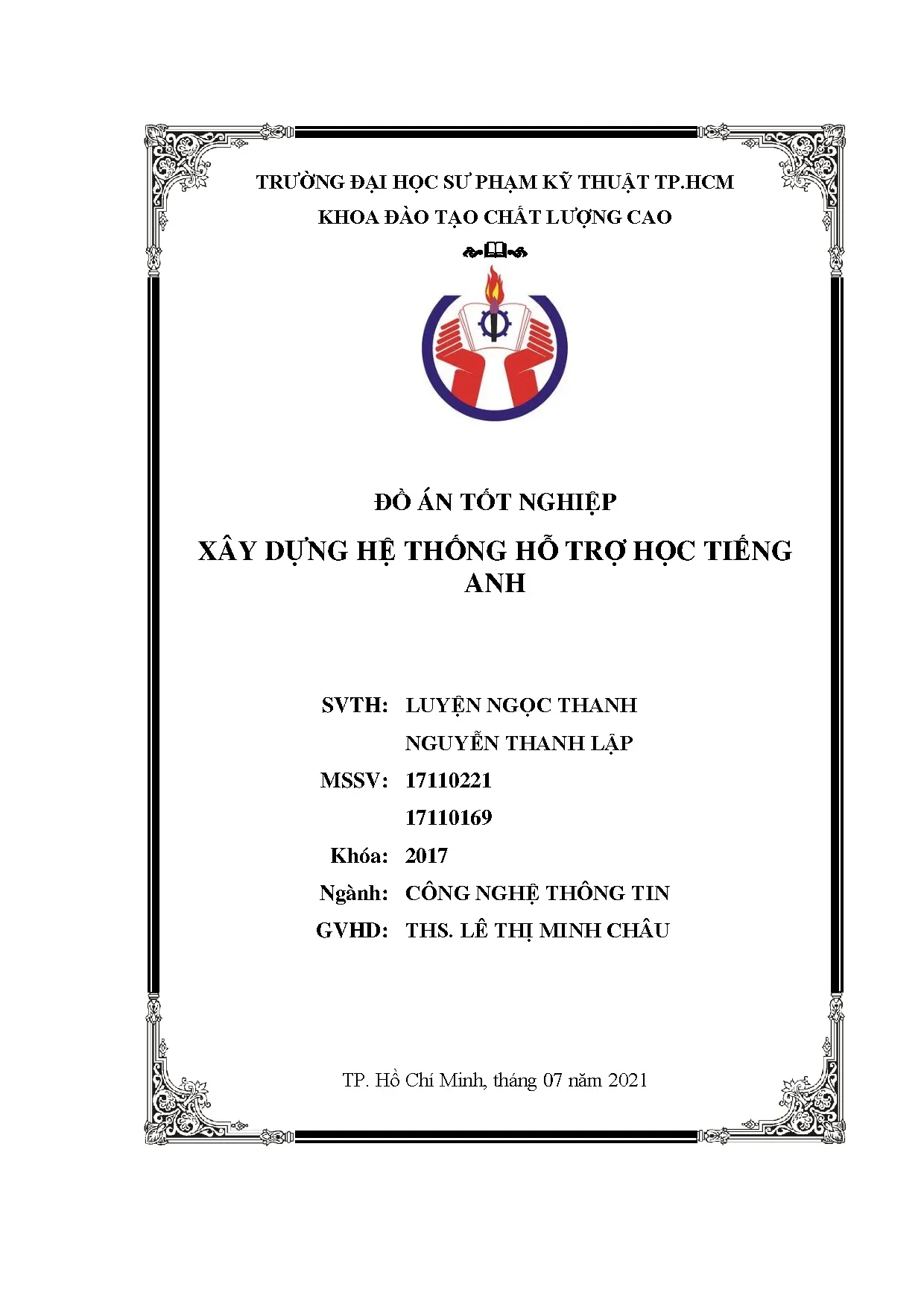 Đồ án tốt nghiệp - Xây dựng hệ thống hỗ trợ học tiếng anh: Đồ án tốt nghiệp khoa Đào tạo CLCNCNTT