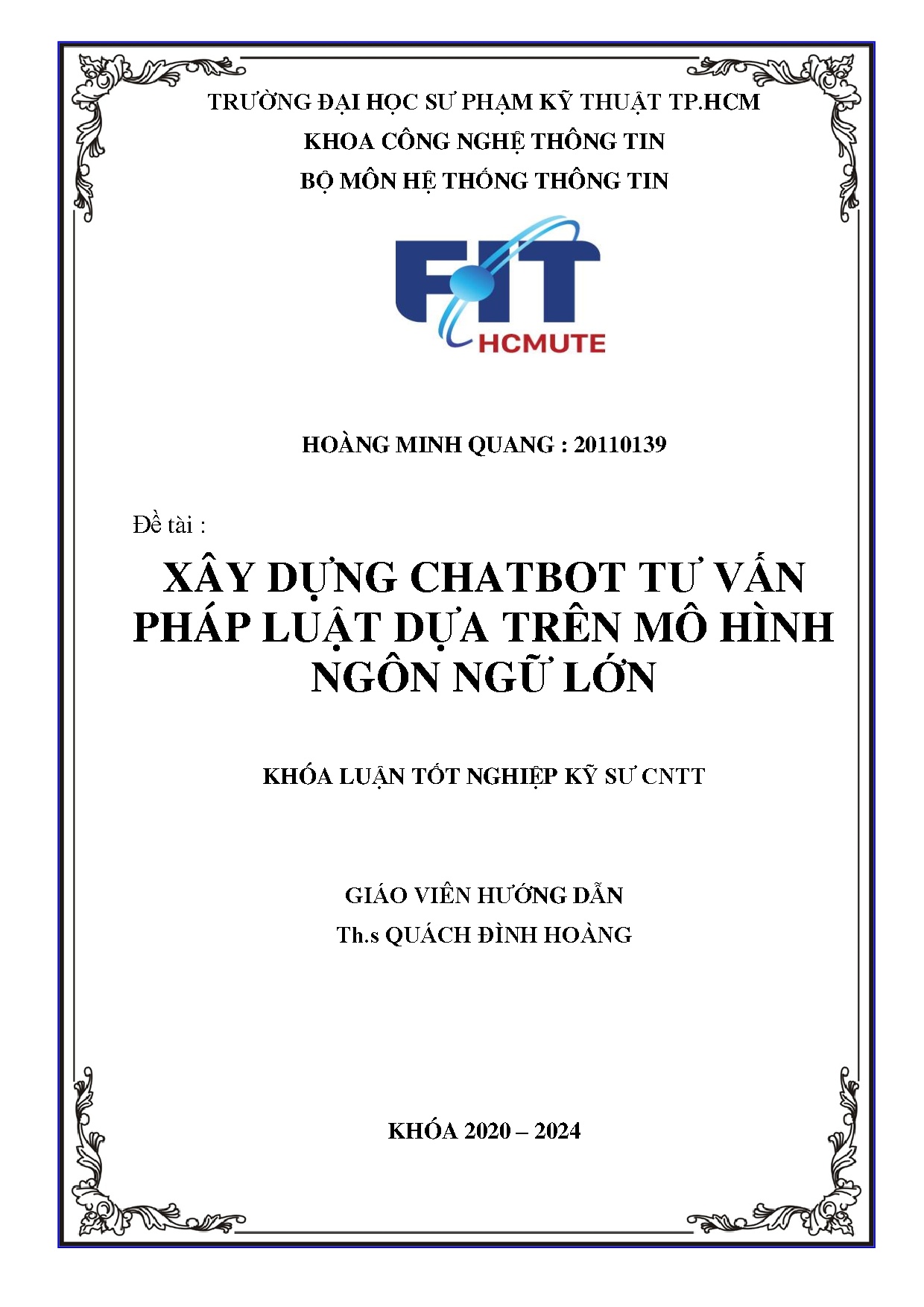 Đồ án tốt nghiệp - Xây dựng chatbot tư vấn pháp luật dựa trên mô hình ngôn ngữ lớn