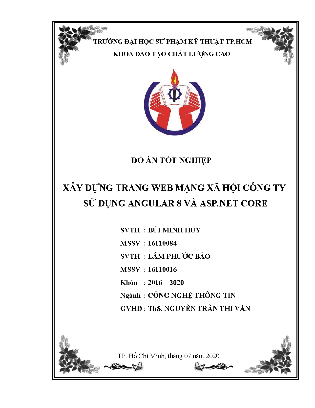 Đồ án tốt nghiệp - Xây dựng trang Web mạng xã hội công ty sử dụng Angular 8 và ASP.NET CORE