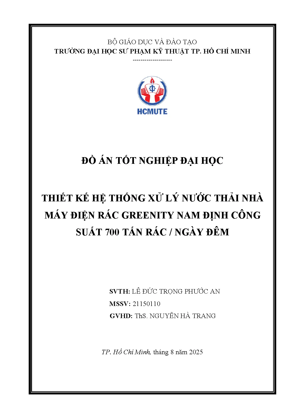 Đồ án tốt nghiệp - Thiết kế hệ thống xử lý nước thải nhà máy điện rác Greenity Nam Định công S 7 TRĐ