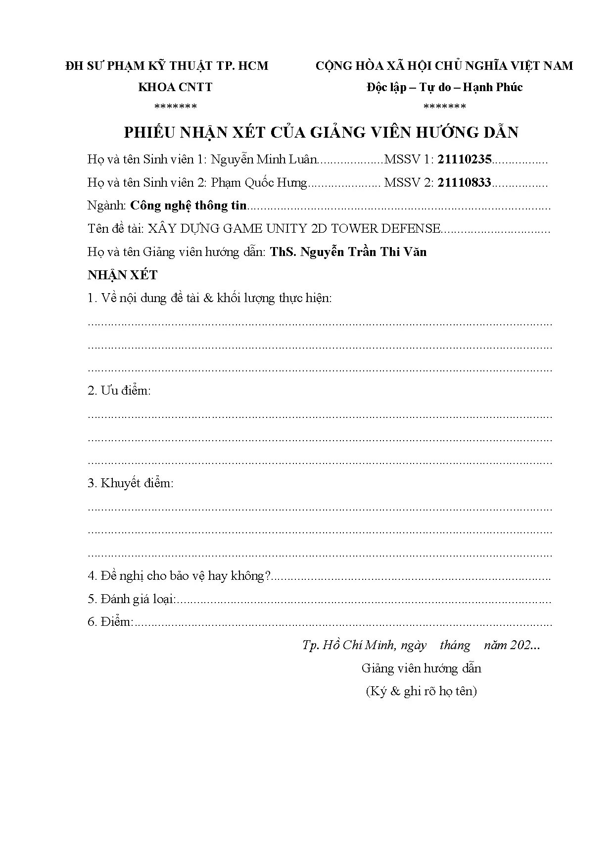 Đồ án tốt nghiệp - Xây dựng game Unity 2D Tower Defense - Trang 3