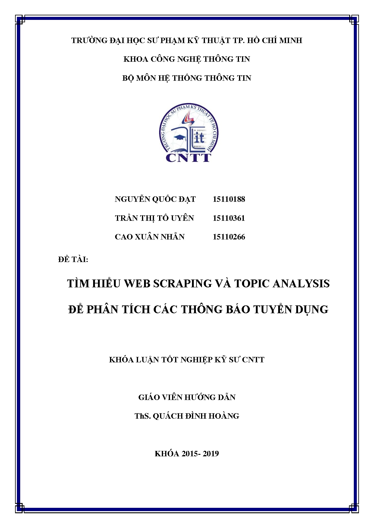 Đồ án tốt nghiệp - Tìm hiểu web scaping và topic analysis để phân tích các thông báo tuyển dụng