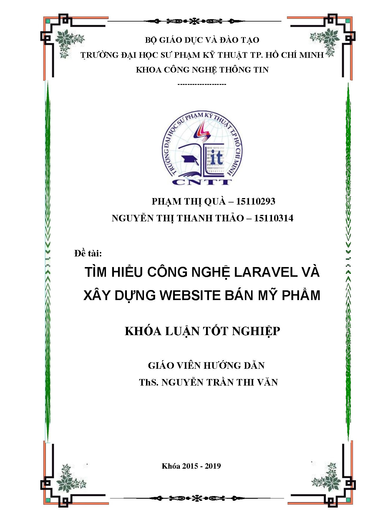 Đồ án tốt nghiệp - Tìm hiểu công nghệ Laravel và xây dựng Website bán mỹ phẩm
