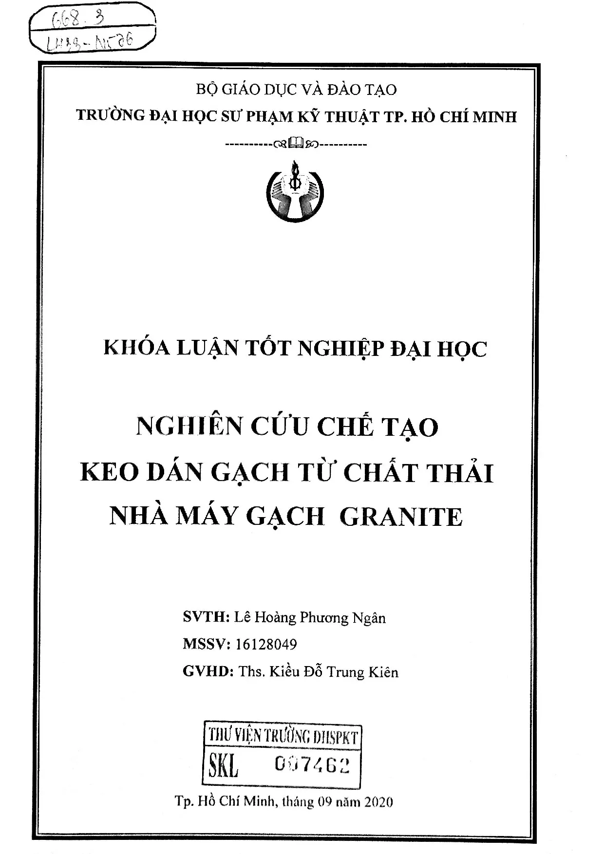 Đồ án tốt nghiệp - Nghiên cứu chế tạo keo dán gạch từ chất thải nhà máy gach granite