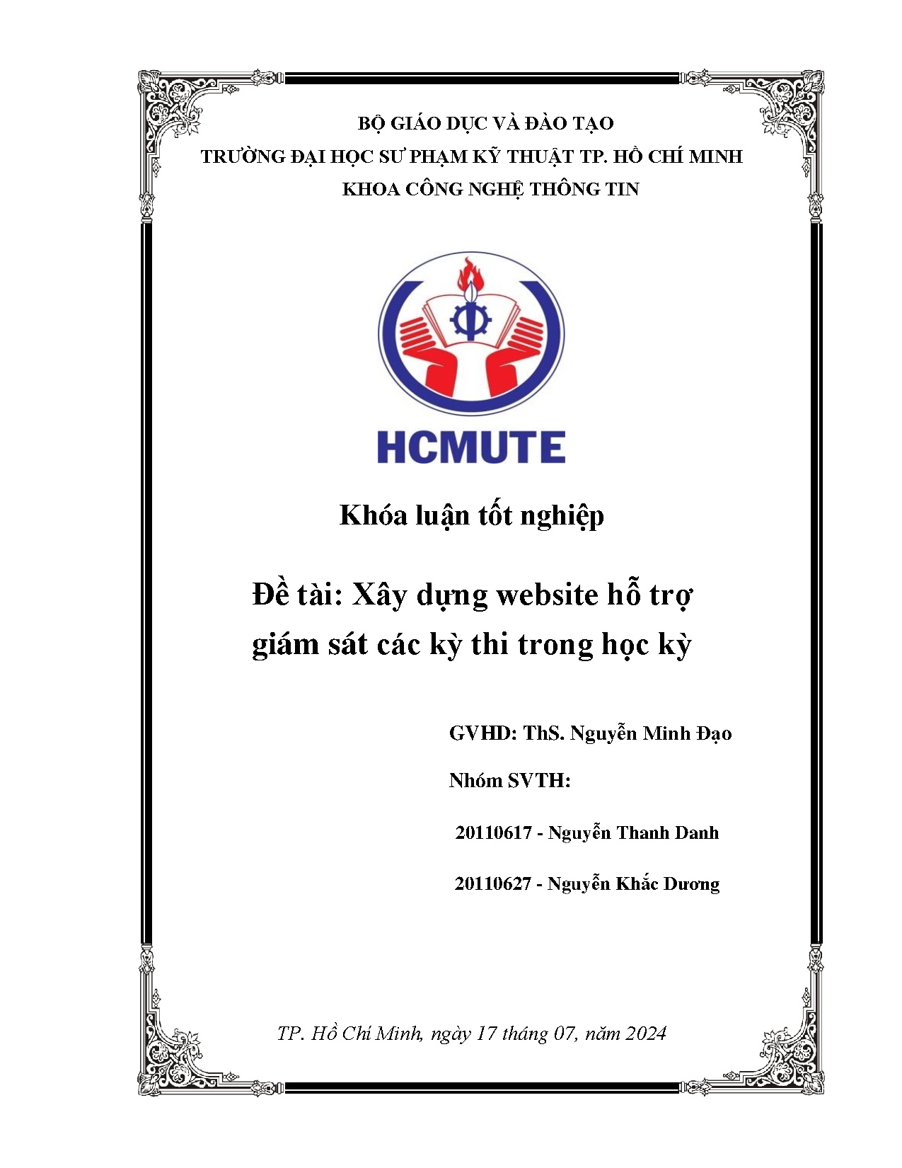 Đồ án tốt nghiệp - Xây dựng website hỗ trợ giám sát các kỳ thi trong học kỳ